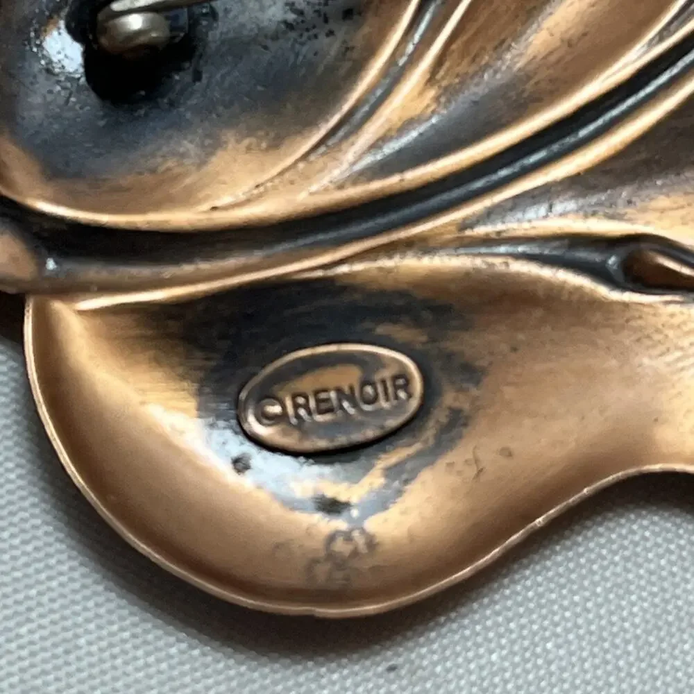 Renoir Copper Leaf Brooch – Signed Mid Century Modernist Bold Vintage Lapel Pin